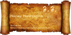 Hazay Henrietta névjegykártya